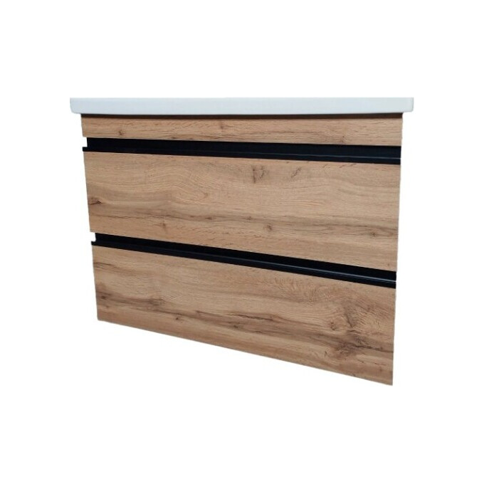 Тумба з раковиною Devit Frame 753065O (65 см, дуб/чорний, підвісна, із сифоном), Доступні розміри: 65, Колір виробника: дуб, фото , изображение 2