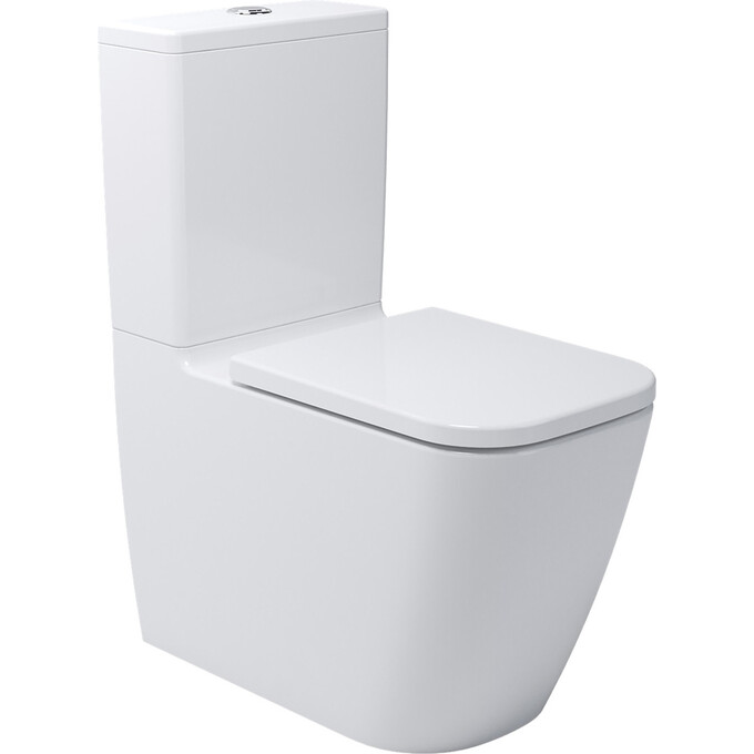 Безободковый унитаз-компакт Devit Quadra Vortex Flush 2050140 (воронкообразный, c сиденьем), фото 