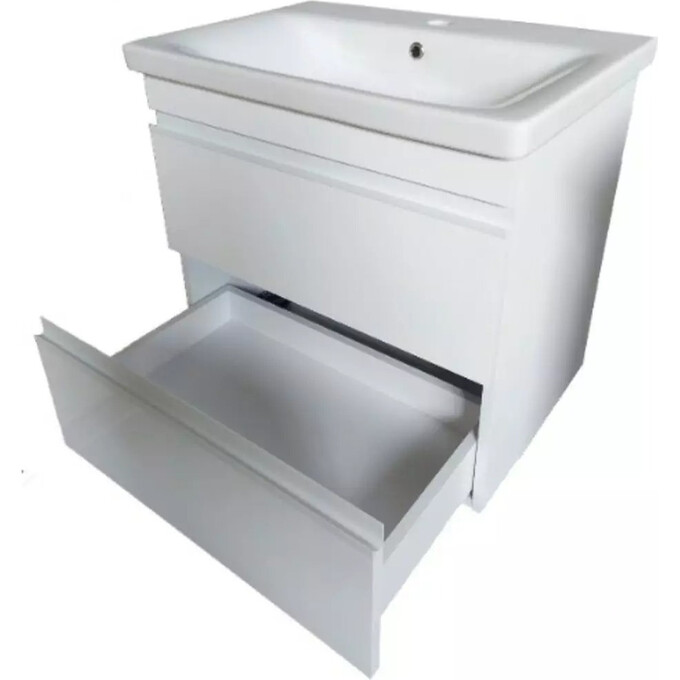 Тумба с раковиной Devit Frame 753055W (55 см, белая глянцевая, подвесная, с сифоном), Доступные размеры: 55, Цвет производителя: белый глянец, фото 6