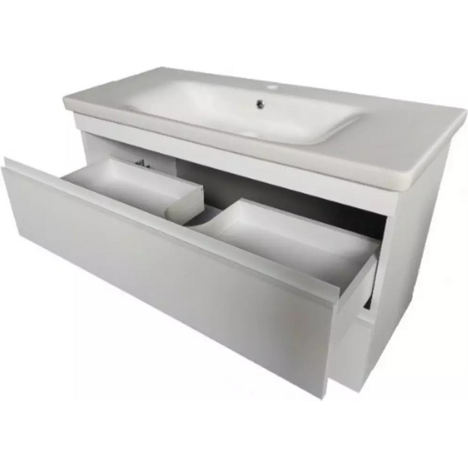 Тумба с раковиной Devit Frame 753080W (80 см, белая глянцевая, подвесная, с сифоном), Доступные размеры: 80, Цвет производителя: белый глянец, фото 5