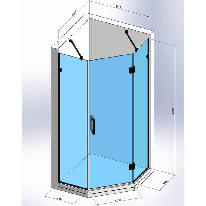 Душова кабіна Devit Art 3.0 SE0140B (90x90 см, прозоре скло, профіль чорний матовий), Доступні розміри: 90 x 90, Колір виробника: чорний матовий, фото , изображение 4