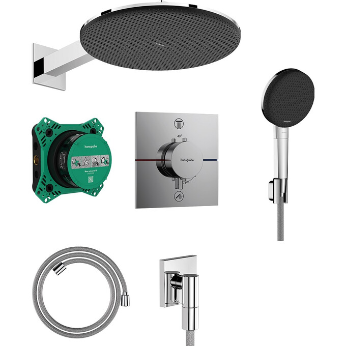 Душова система з термостатом Hansgrohe Raindance Alive S Design ShowerSet 1jet with ShowerSelect Comfort E and iBox Universal 2 Chrome 24630000 (хром, прихованого монтажу), Колір виробника: хром, фото 