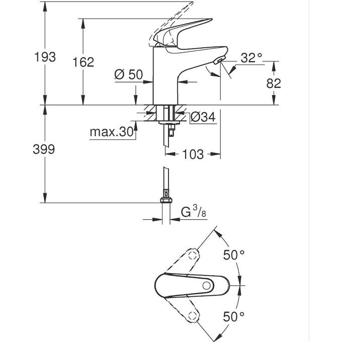 Змішувач для умивальника Grohe QuickFix Swift S-Size Chrome 24317001 (хром), фото , изображение 7