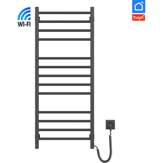 Електрична рушникосушарка Navin Класик Квадро Sensor Wi-Fi 12-216055-5012 (500x1200, чорний муар, правий, сенсорний, з таймером), Доступні розміри: 500 x 1200, Колір виробника: чорний муар, Підключення рушникосушарки: праве, фото , изображение 2