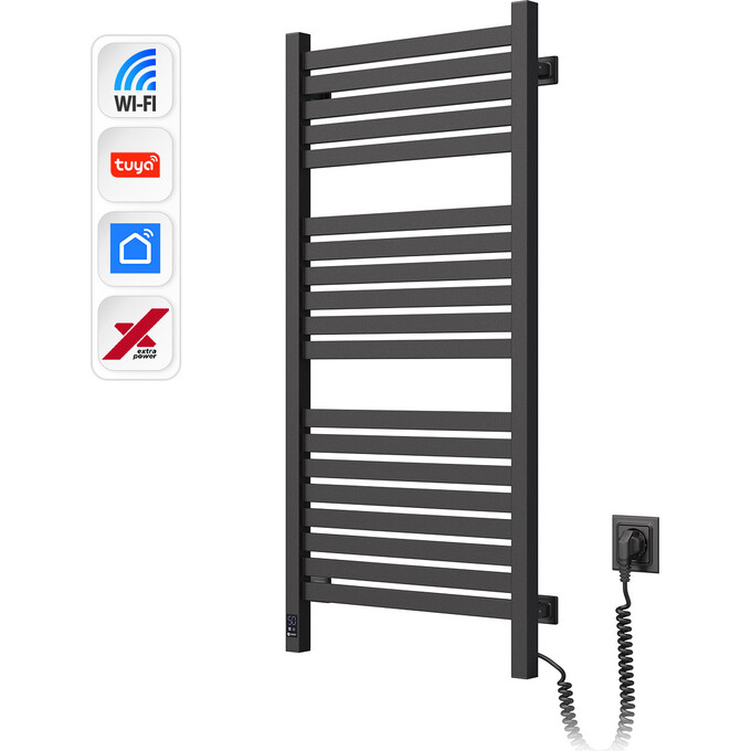 Электрический полотенцесушитель Navin Авангард X Sensor Wi-Fi 12-272055-4810 (480x1000, черный муар, правый, сенсорный, с таймером), Доступные размеры: 480 x 1000, Цвет производителя: черный муар, Подключение полотенцесушителя: правое, фото 3