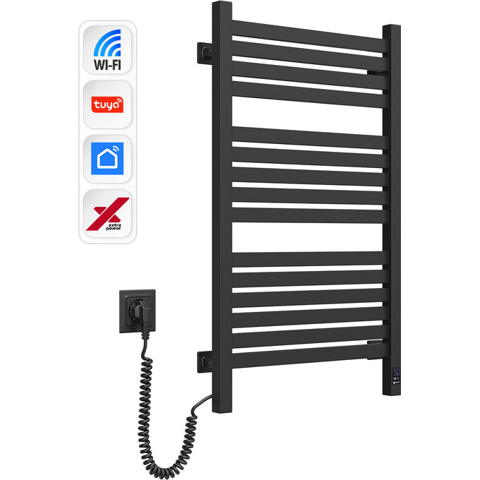 Электрический полотенцесушитель Navin Авангард X Sensor Wi-Fi 12-272155-4880 (480x800, черный муар, левый, сенсорный, с таймером), Доступные размеры: 480 x 800, Цвет производителя: черный муар, Подключение полотенцесушителя: левое, фото 2