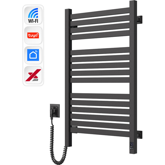 Электрический полотенцесушитель Navin Авангард X Sensor Wi-Fi 12-272155-4880 (480x800, черный муар, левый, сенсорный, с таймером), Доступные размеры: 480 x 800, Цвет производителя: черный муар, Подключение полотенцесушителя: левое, фото 3