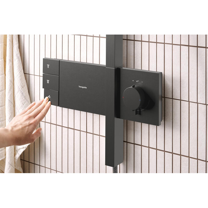Душевая система с термостатом Hansgrohe Raindance Alive Q 2jet Brushed Black Chrome 24590340 (брашированный черный хром), Цвет производителя: брашированный черный хром, фото 2