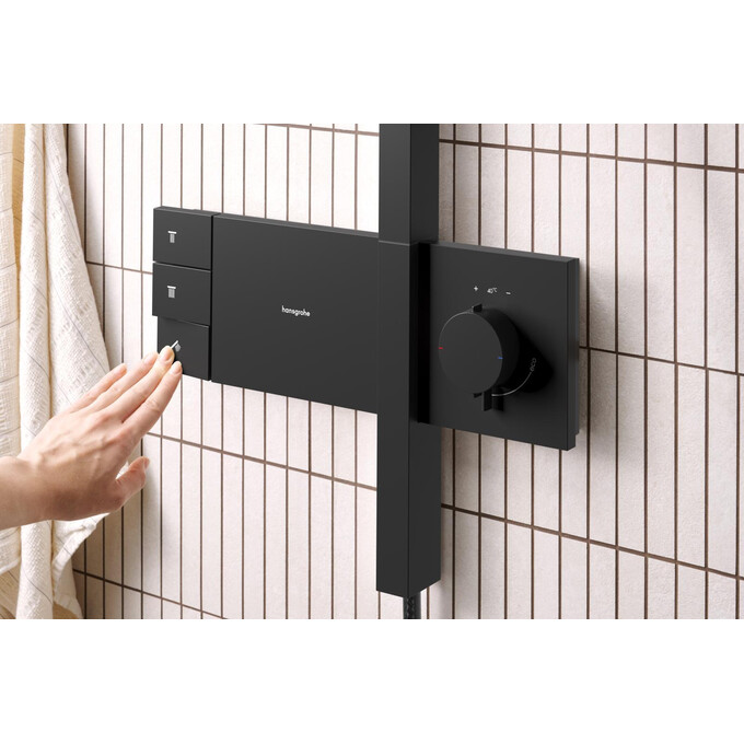 Душевая система с термостатом Hansgrohe Raindance Alive Q 2jet Matt Black 24590670 (черная матовая), Цвет производителя: черный матовый, фото 2