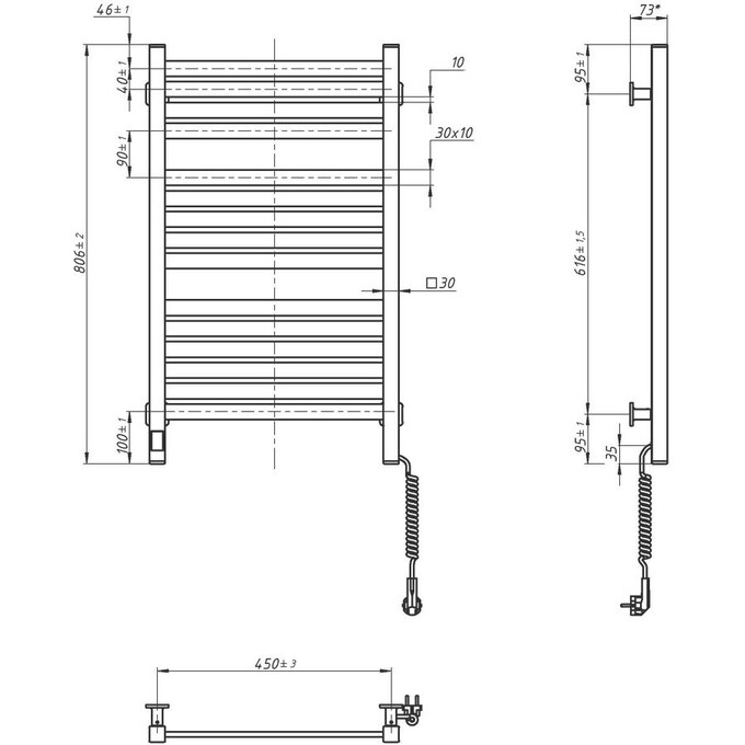 Электрический полотенцесушитель Navin Авангард X Sensor Wi-Fi 12-172055-4880 (480x800, белый, правый, сенсорный, с таймером), Доступные размеры: 480 x 800, Цвет производителя: белый, Подключение полотенцесушителя: правое, фото 5