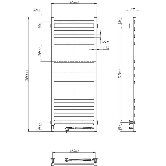 Електрична рушникосушарка Navin Авангард Sensor Wi-Fi 12-028055-4812 (480x1200, білий, правий, сенсорний, з таймером), фото , изображение 8