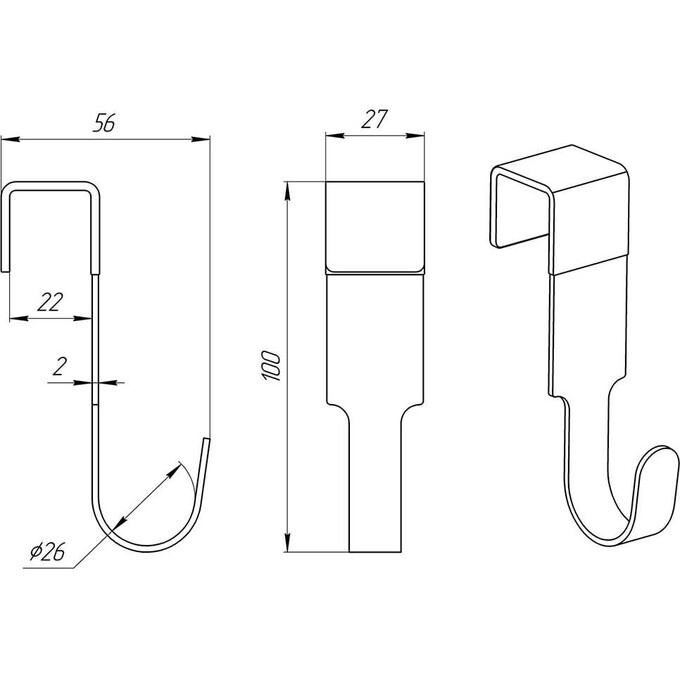 Крючок для полотенцесушителя Laris 73207800 (черный матовый, на стойку 20 мм), фото 6