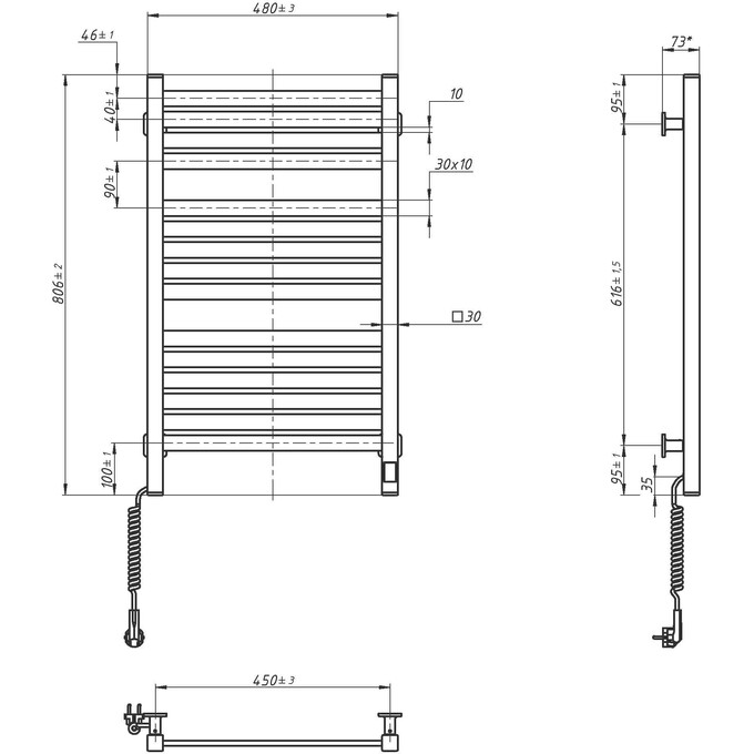 Электрический полотенцесушитель Navin Авангард X Sensor Wi-Fi 12-172155-4880 (480x800, белый, левый, сенсорный, с таймером), Доступные размеры: 480 x 800, Цвет производителя: белый, Подключение полотенцесушителя: левое, фото 6