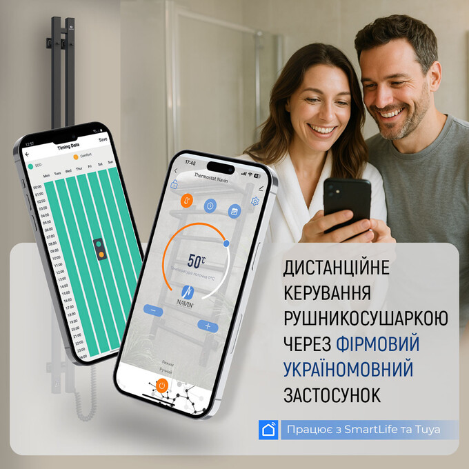 Электрический полотенцесушитель Navin Классик Квадро Sensor Wi-Fi 12-216155-5012 (500x1200, черный муар, левый, сенсорный, с таймером), Доступные размеры: 500 x 1200, Цвет производителя: черный муар, Подключение полотенцесушителя: левое, фото 6