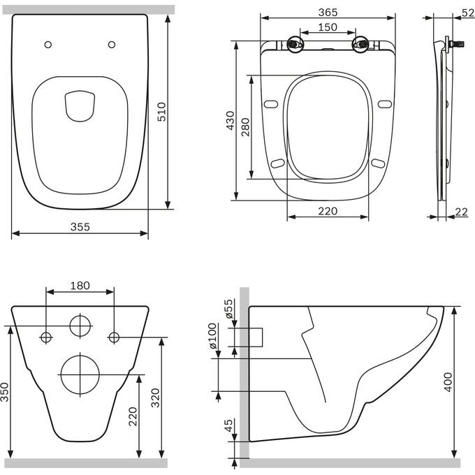 Безободковый подвесной унитаз Am.Pm X-Joy FlashClean CXA1700SC (с сиденьем), фото 17