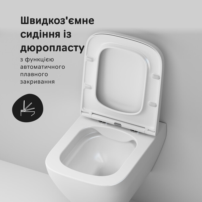 Безободковый подвесной унитаз Am.Pm Like FlashClean C801701SC (с сиденьем), фото 8