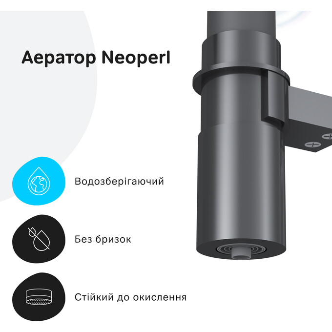 Смеситель для кухни Am.Pm Like F8007802 (черный матовый/хром, с гибким изливои и подключением питьевой воды), Цвет производителя: хром, фото 11