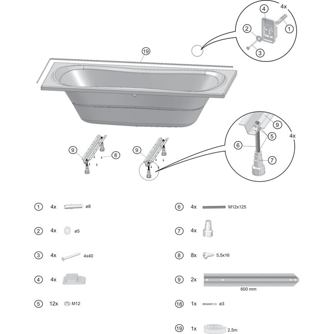 Ножки для ванны Ravak 70 U CY00000000, фото 2