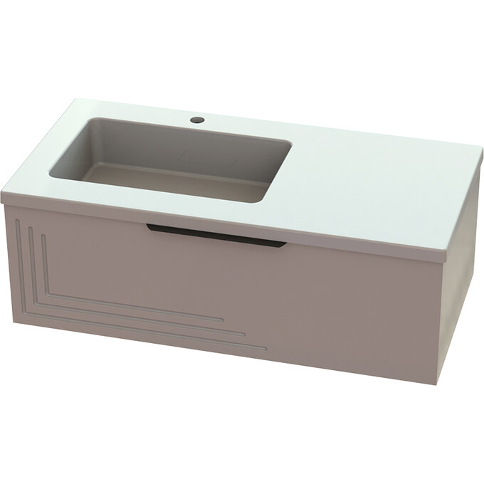 Тумба Snail Емілі з умивальником Snail Арія 1000KMF500LA100 (100 см, біла глянсова, ліва, підвісна), Доступні розміри: 100 x 50 L, фото , изображение 8