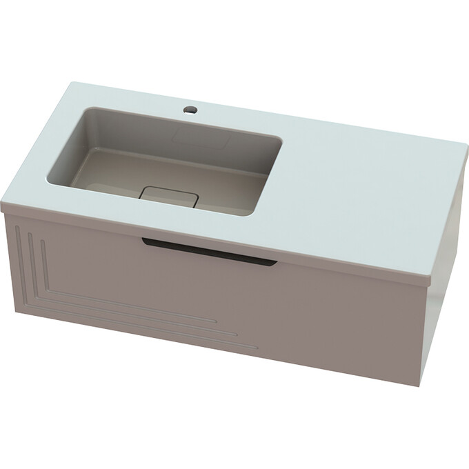 Тумба Snail Емілі з умивальником Snail Арія 1000KMF500LA100 (100 см, біла глянсова, ліва, підвісна), Доступні розміри: 100 x 50 L, фото 