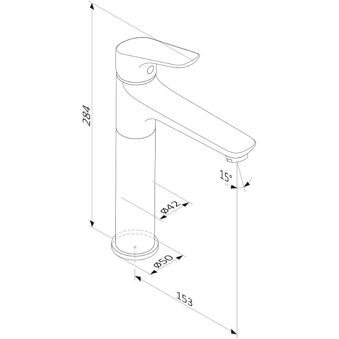 Змішувач для умивальника Damixa Jupiter Black 770250301 (чорний, високий), Колір виробника: чорний, фото , изображение 6