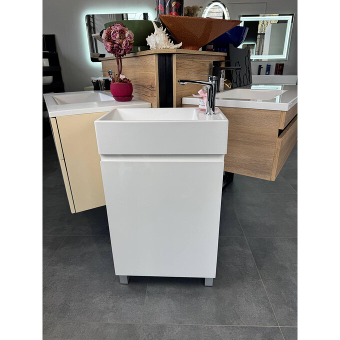 Тумба Snail Тина с умывальником Snail Веста 500КМ164LA100 (50 см, белая глянцевая, левая, напольная), Доступные размеры: 50 x 30 L, фото 3