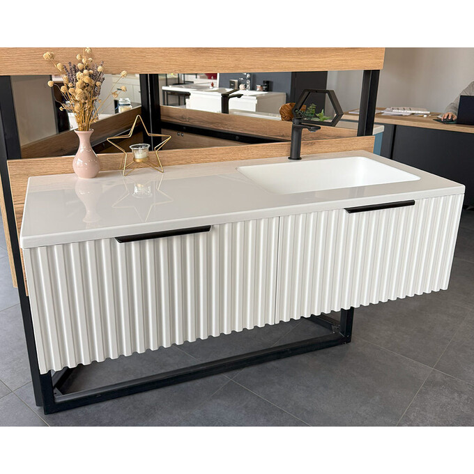 Тумба Snail Ванесса з умивальником Snail Аляска 1200KMF500RA100 (120 см, біла глянсова, права, підвісна), Доступні розміри: 120 x 50 R, фото , изображение 6