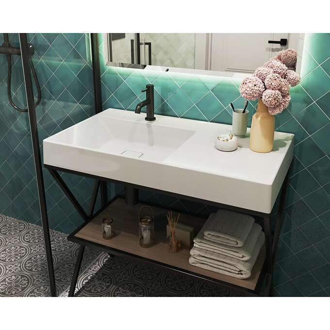 Умывальник Snail Арфа White Glossy 162A100 (90x50 см, белый глянцевый, с крылом), Цвет производителя: белый глянец, фото 6