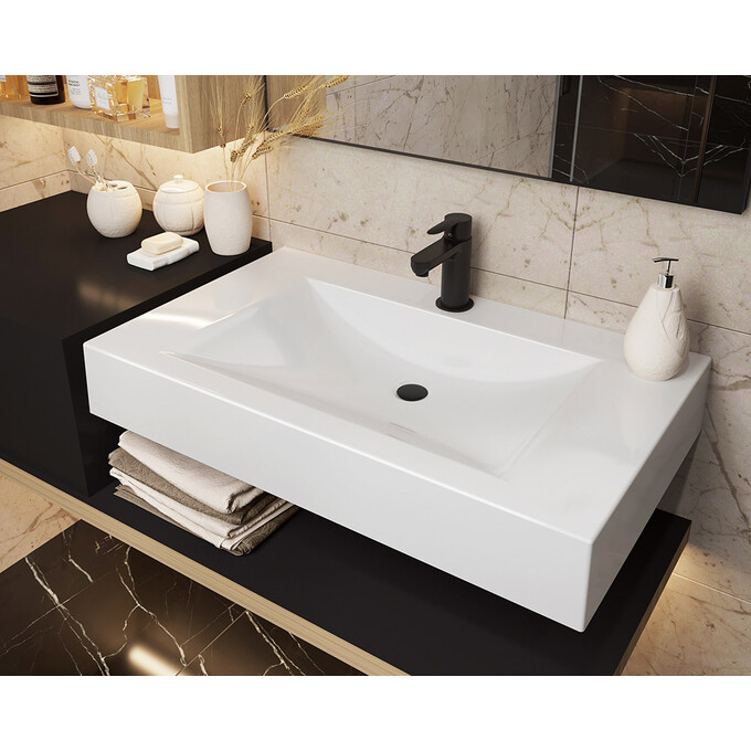 Умывальник Snail Атлант 800 White Glossy 163/800A100 (80x48 см, белый глянцевый, с крылом), Доступные размеры: 80 x 48, Цвет производителя: белый глянец, фото 5