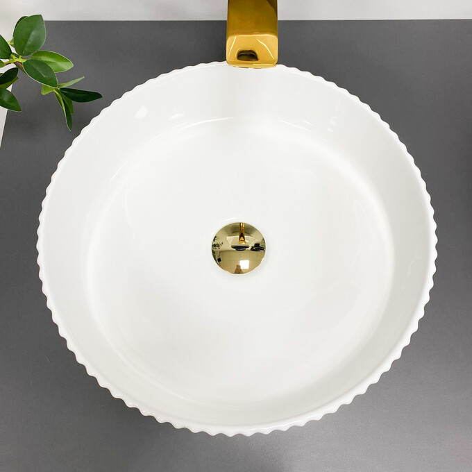 Умивальник VBI Brindisi M White VBI-014101 (42x42 см, чаша), Доступні розміри: 42 x 42, Колір виробника: білий глянець, фото , изображение 4