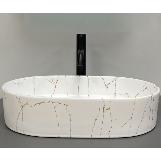 Раковина VBI Verona 50 Gold Marmo Glossy VBI-011329 (50x36 см, золотий мармур глянсовий), Доступні розміри: 50 x 37, Колір виробника: золотий мармур, фото , изображение 3