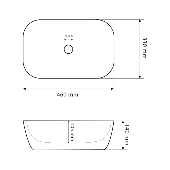 Раковина VBI Ravenna Black Matt Gold Edge VBI-011228 (46x33 см, черная матовая с золотым бортиком, чаша), Доступные размеры: 45 x 32, Цвет производителя: черный матовый, золотой бортик, фото 5