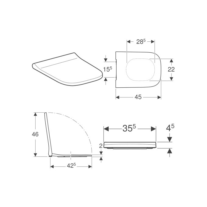 Сидіння для унітазу Geberit Smyle Square Slim 500.237.01.1 (з мікроліфтом), фото , изображение 2