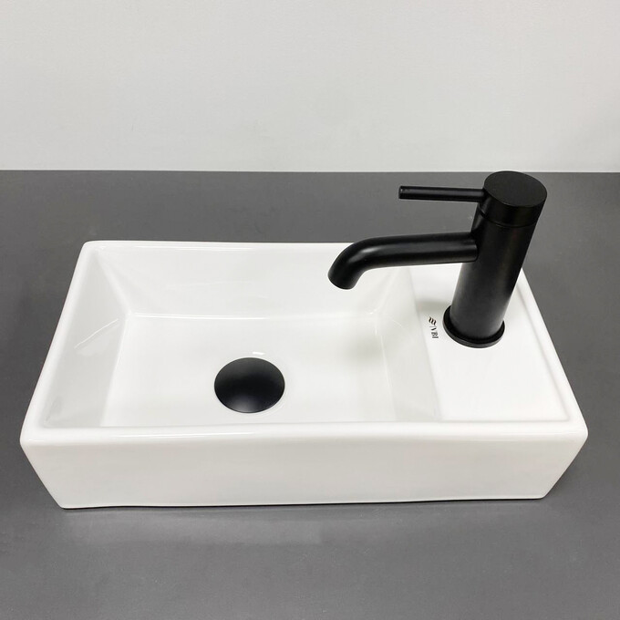 Умивальник VBI Lago L White VBI-015611 (42x23 см, лівий), Доступні розміри: 42 x 23 L, фото 