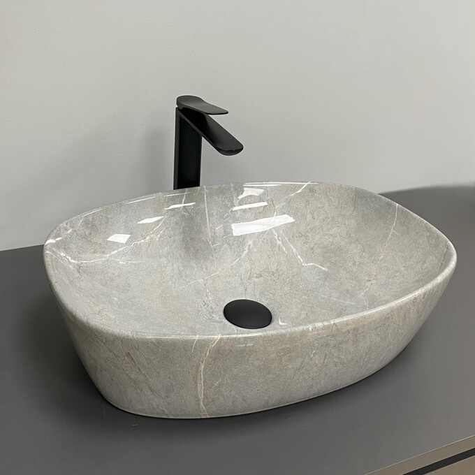 Раковина VBI Olbia Grey Stone Glossy VBI-014302 (50x38 см, серый камень глянцевый, чаша), Доступные размеры: 50 x 38, Цвет производителя: серый камень глянцевый, фото 2