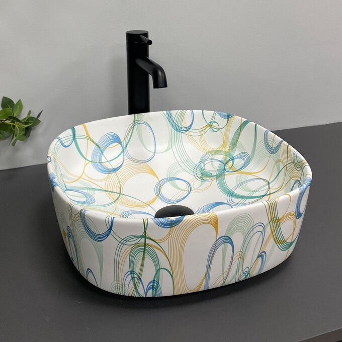 Раковина VBI Arezzo Abstract Matt VBI-013203 (37x37 см, абстракт, чаша), Доступные размеры: 37 x 37, Цвет производителя: абстракт, фото 4