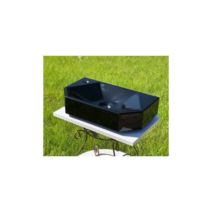 Умывальник Snail Тритон L Black Glossy 158LA200 (45x26 см, черный глянцевый), Доступные размеры: 45 x 26 L, Цвет производителя: черный глянец, фото 