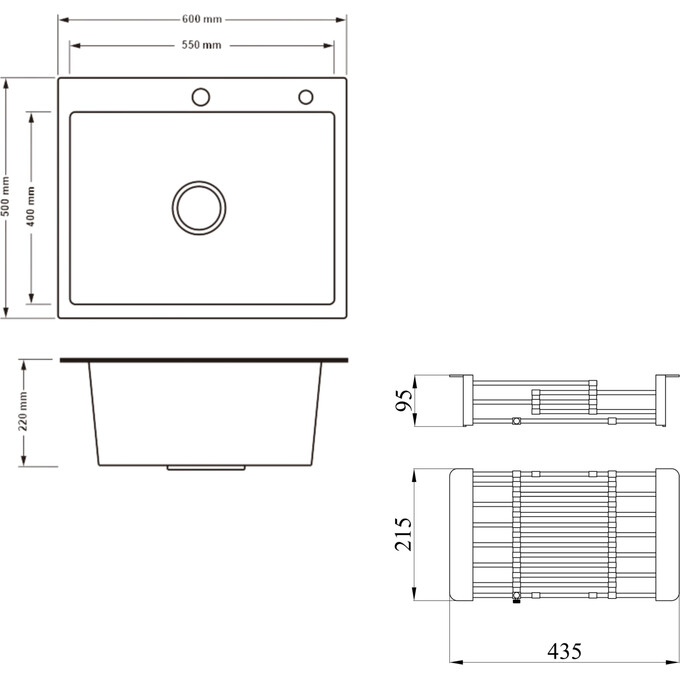 Мойка для кухни Lidz Handmade H6050H Decor Honeycomb LDH6050DEC4837049128 (60x50 см, декор, 2.5/0.5 мм, с корзиной, сифоном и дозатором), Доступные размеры: 60 x 50, Цвет производителя: нержавейка, Тип поверхности: декор (рифленая), фото 20