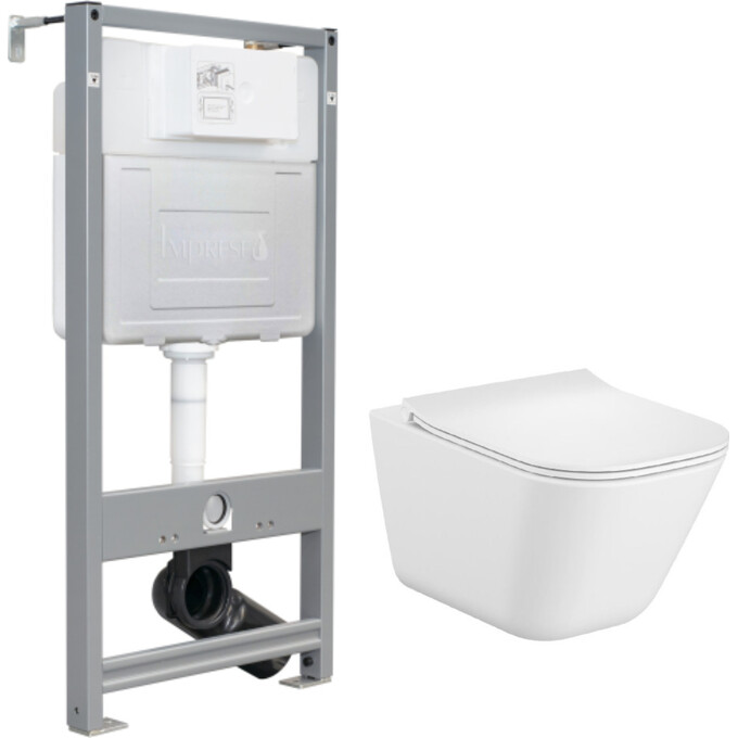 Комплект унітаз з інсталяцією 3 в 1: підвісний унітаз з сидінням Roca Gap Rimless A34H472000 + інсталяція Imprese I-Frame i1210 + кріплення до стіни, фото 