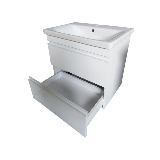 Тумба с раковиной Devit Frame 753065W (65 см, белая глянцевая, подвесная, с сифоном), Доступные размеры: 65, Цвет производителя: белый глянец, фото 5