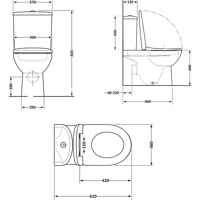 Безободковый унитаз-компакт Qtap Robin Ultra Quiet QT13226089AW (воронкообразный, с сиденьем), фото 12
