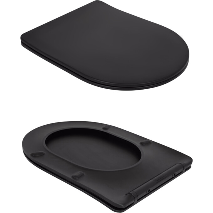 Безободковый унитаз-компакт Qtap Robin Ultra Quiet QT13226083AMB (черный матовый, воронкообразный, с сиденьем), Цвет производителя: черный матовый, фото 5