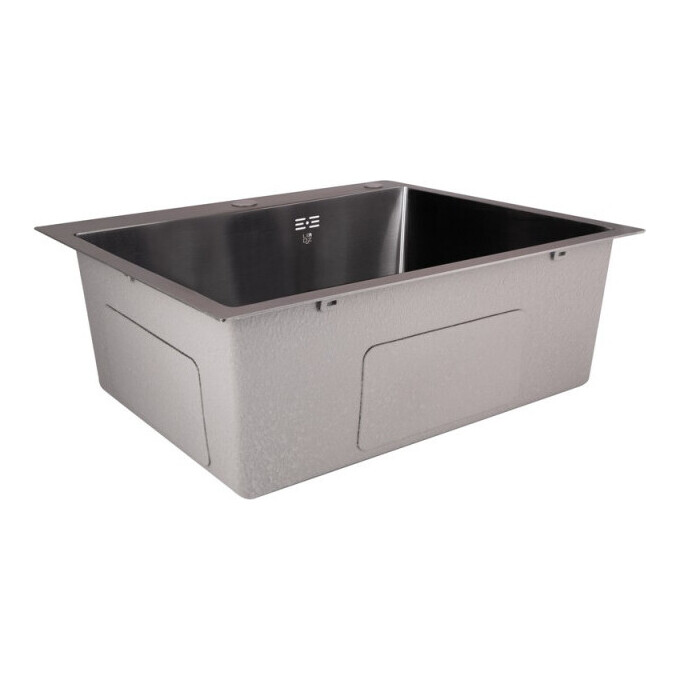 Мойка для кухни Lidz Handmade H6050B Brushed Black PVD LDH6050BPVD4362147527 (60x50 см, брашированная черная, 3.0/1.0 мм, с корзиной, сифоном и дозатором), Доступные размеры: 60 x 50, Цвет производителя: брашированный черный, Тип поверхности: brash (брашированная, матовая), фото 10