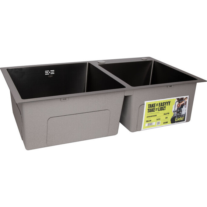 Мийка для кухні Lidz Handmade H7843 Brushed Black PVD LDH7843BPVD4558647532 (78x43 см, брошована чорна, 3.0/1.0 мм, з кошиком, сифоном та дозатором), Колір виробника: фарбований чорний, Тип поверхні: brash (брашированная, матовая), фото , изображение 15
