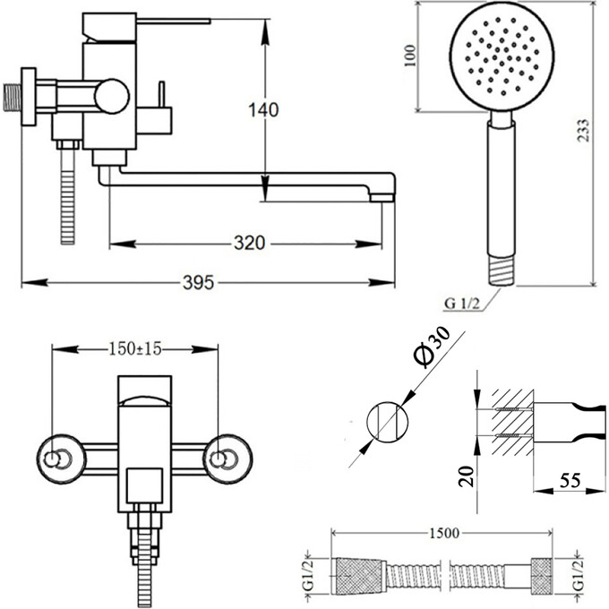 Комплект для ванної кімнати Lidz LDARI005NKS3493948747: змішувач для ванни Lidz Aria 005-1 LDARI005NKS34939 + змішувач для умивальника Lidz Aria 0011F LDARI0011FNKS46091, фото , изображение 14