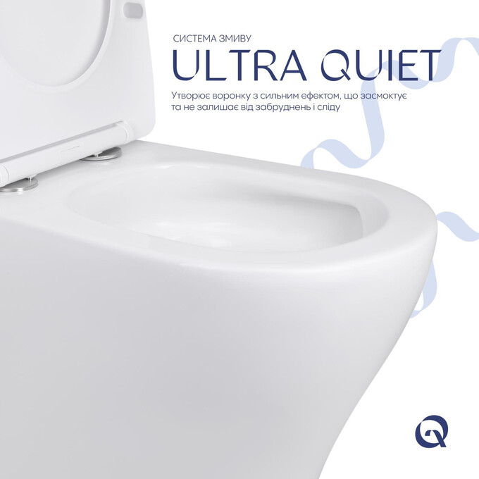 Безобідковий унітаз-компакт Qtap Virgo Ultra Quiet QT18226092AW (воронкоподібний, з сидінням), фото , изображение 4