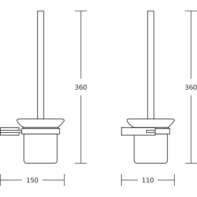 Йоржик для унітазу VBI Neptune Black VBI-040510BL (чорний, настінний), Колір виробника: чорний, фото , изображение 2