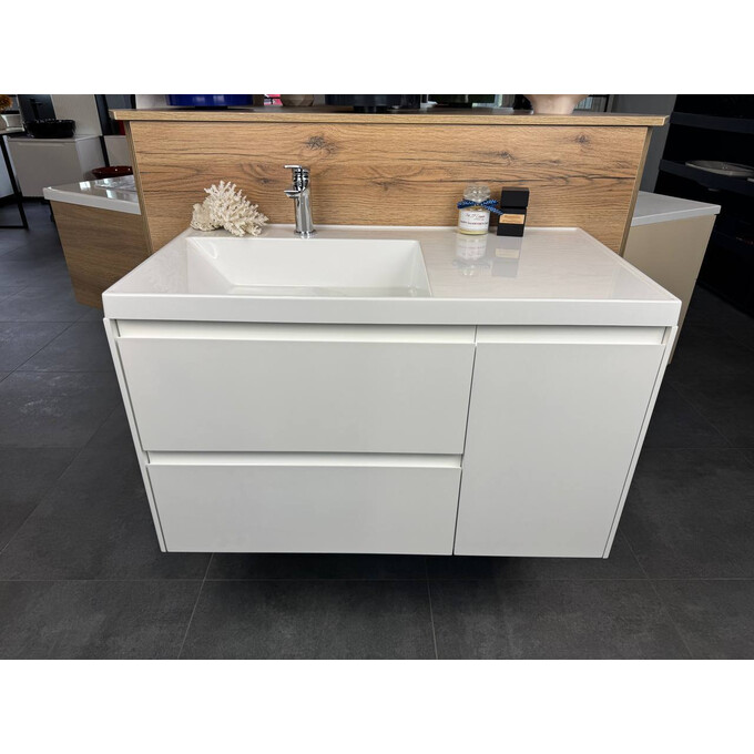 Тумба Snail Лейла з умивальником Snail Тукан 895KM182D500A100 (90 см, біла глянсова, підвісна), фото , изображение 2