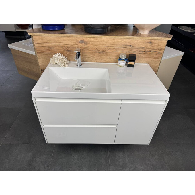 Тумба Snail Лейла з умивальником Snail Тукан 895KM182D500A100 (90 см, біла глянсова, підвісна), фото , изображение 3