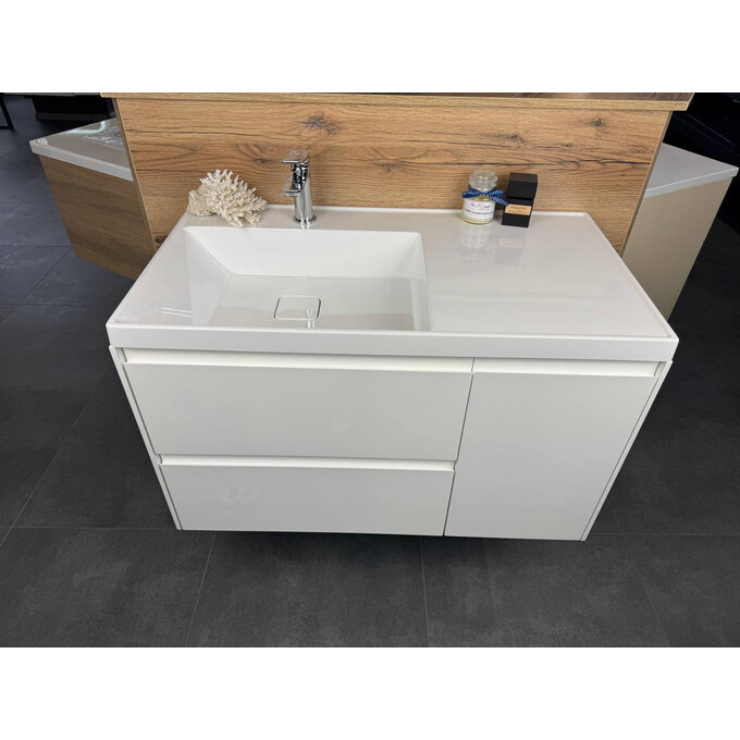 Тумба Snail Лейла з умивальником Snail Тукан 895KM182D500A100 (90 см, біла глянсова, підвісна), фото , изображение 4